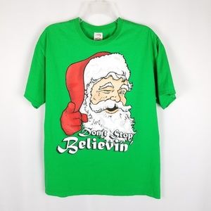 Shirt Christmas Santa Clause Don't Stop‎ Believin
